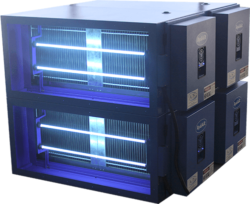 air electrostatic filter uv ozone system exhaust efficiency odour